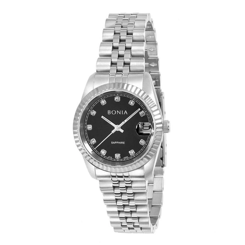 Bonia BNB10550-3337 Women Silver Black Watch