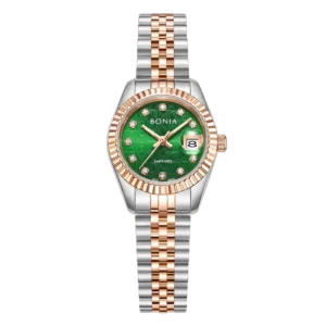 BONIA Elegance BNB10550-2697 Women's Watch | Two-Tone & Green Dial