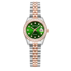 BONIA Elegance BNB10550-2697S Women's Watch | Two-Tone & Green Dial