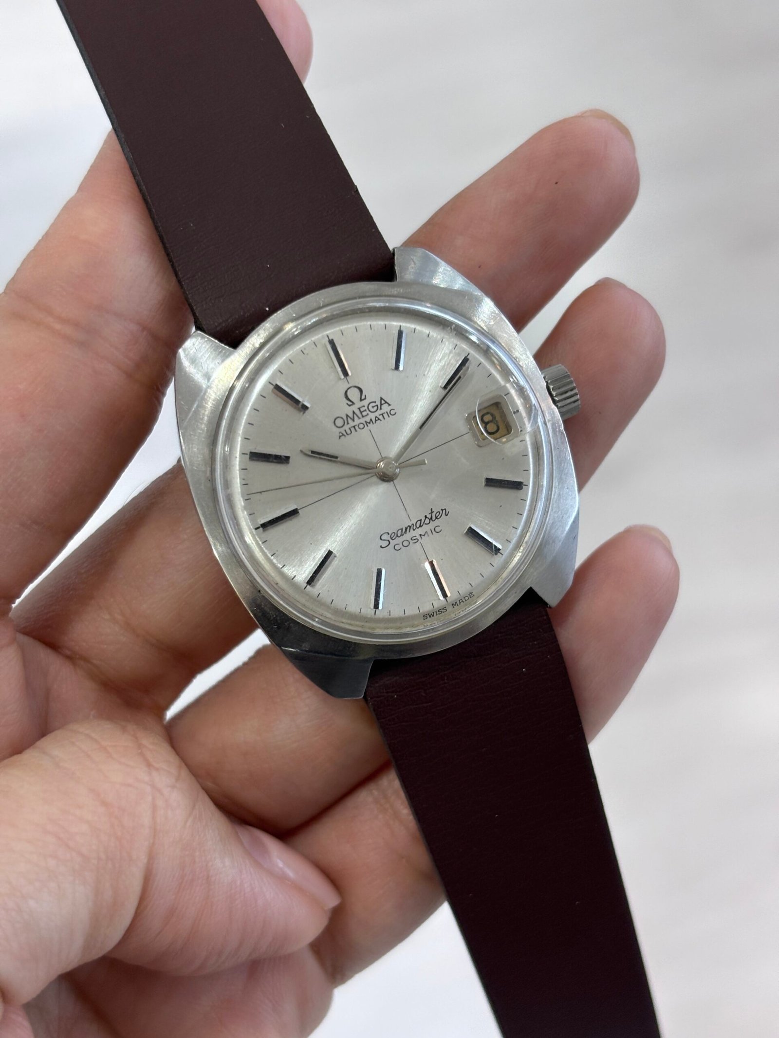 Vintage Omega Seamaster Cosmic 166022 Automatic Silver Crosshair Dial Unishell Watch - Image 2